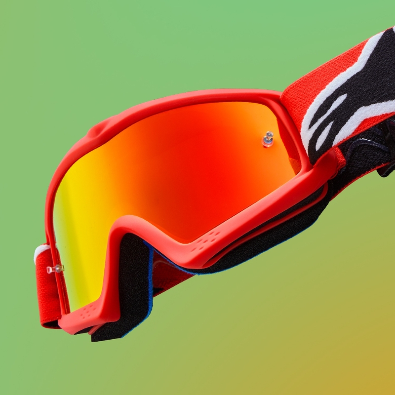 Очила за мотокрос Alpinestars Vision Youth Hollow черно-антрацитно-флуорово жълто с огледални сребърни лещи
