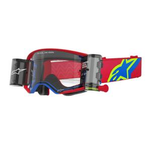 Alpinestars Supertech Corp ROLL-OFF очила за мотокрос с широко зрение червено и синьо с прозрачни лещи
