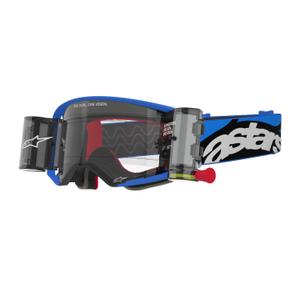 Очила за мотокрос Alpinestars Supertech Stream ROLL-OFF Wide Vision сини с прозрачни лещи