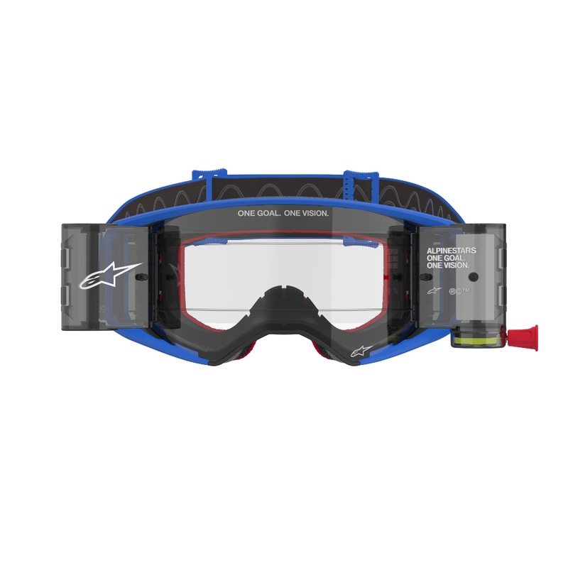 Очила за мотокрос Alpinestars Supertech Stream ROLL-OFF Wide Vision сини с прозрачни лещи