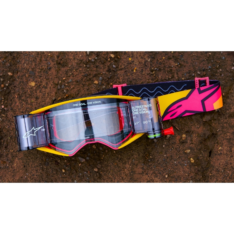 Очила за мотокрос Alpinestars Supertech Stream ROLL-OFF Wide Vision сини с прозрачни лещи