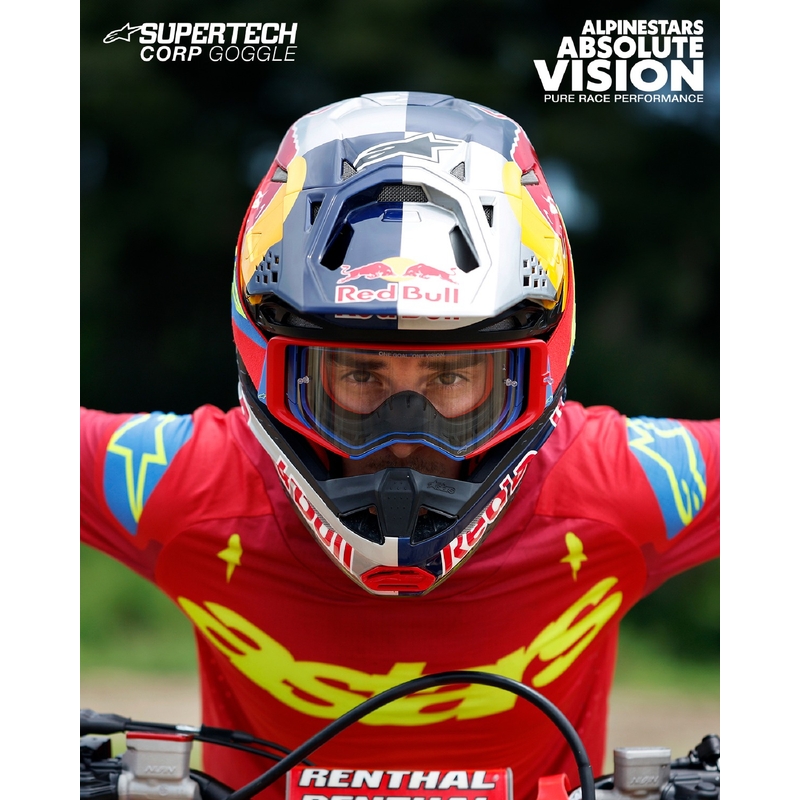 Очила за мотокрос Alpinestars Supertech Stream ROLL-OFF Wide Vision сини с прозрачни лещи