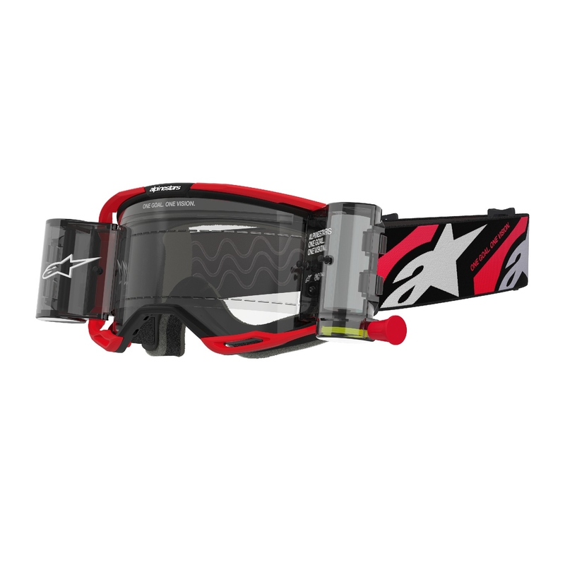 Очила за мотокрос Alpinestars Vision 8 Luar ROLL-OFF с широко зрение червено-черни с прозрачни лещи