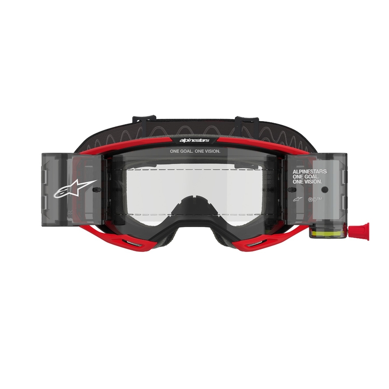 Очила за мотокрос Alpinestars Vision 8 Luar ROLL-OFF с широко зрение червено-черни с прозрачни лещи