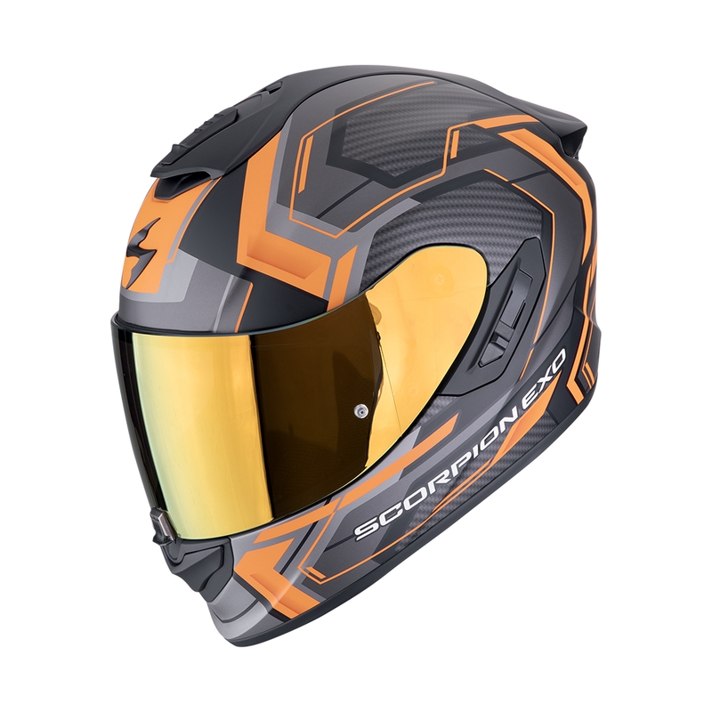 Интегрална мотоциклетна каска Scorpion EXO-1400 EVO II AIR LINART матова черно-оранжева разпродажба