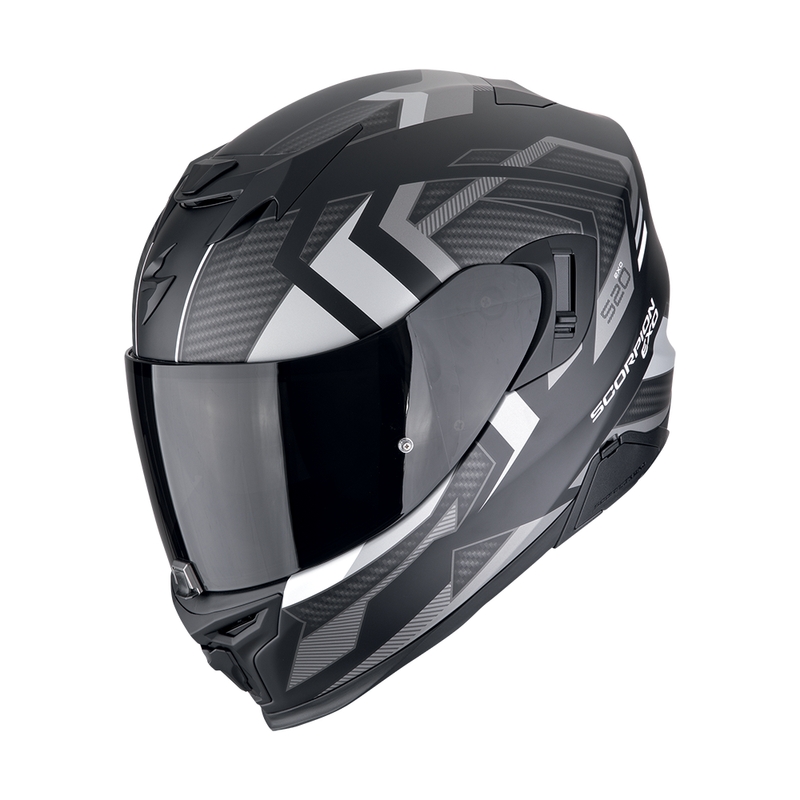 Интегрална мотоциклетна каска Scorpion EXO-520 EVO AIR SENSUS матова черно-сребърна разпродажба