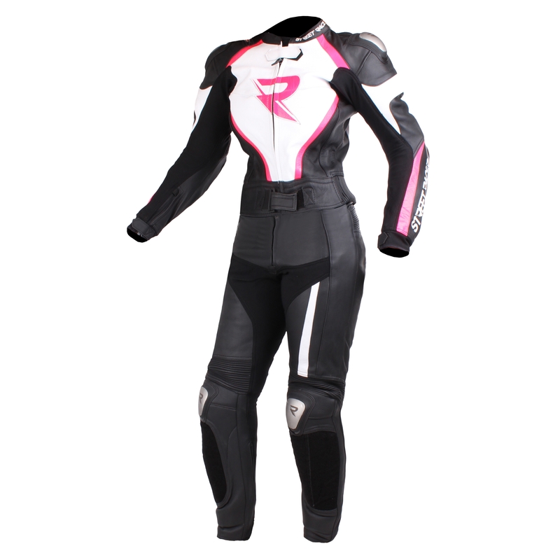 Dámská kombinéza na motorku Street Racer Andy černo-bílo-fluo růžová výprodej