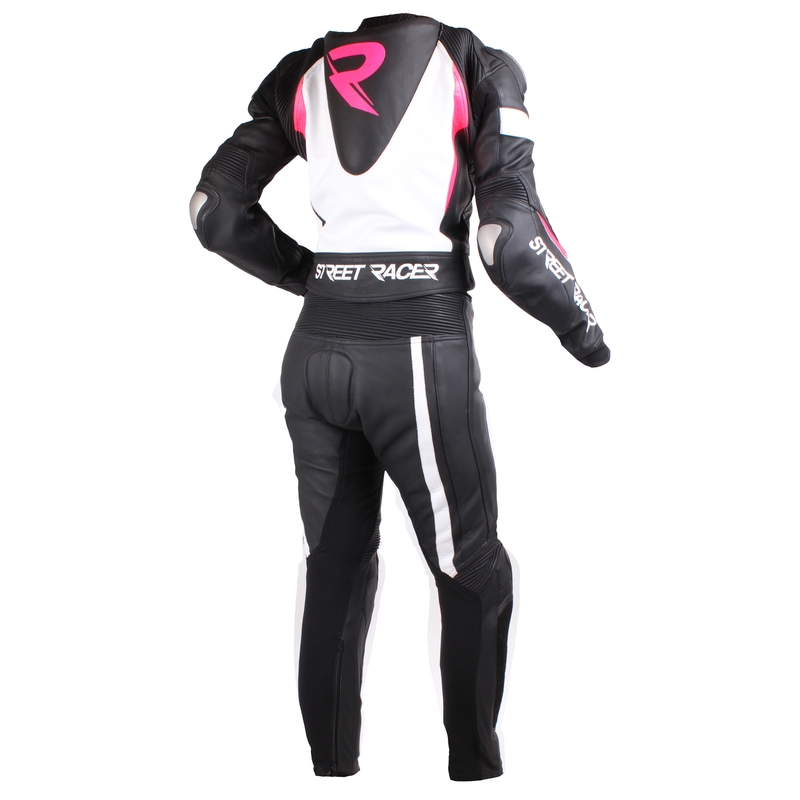 Dámská kombinéza na motorku Street Racer Andy černo-bílo-fluo růžová výprodej