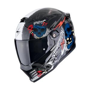 Интегрална мотоциклетна каска Scorpion COVERT FX SKULLZ черно-сиво-червена