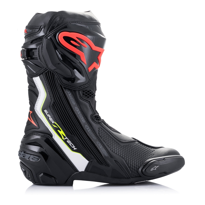 Alpinestars Supertech R Black-White-Fluo Red-Fluo Yellow Мотоциклетни ботуши
