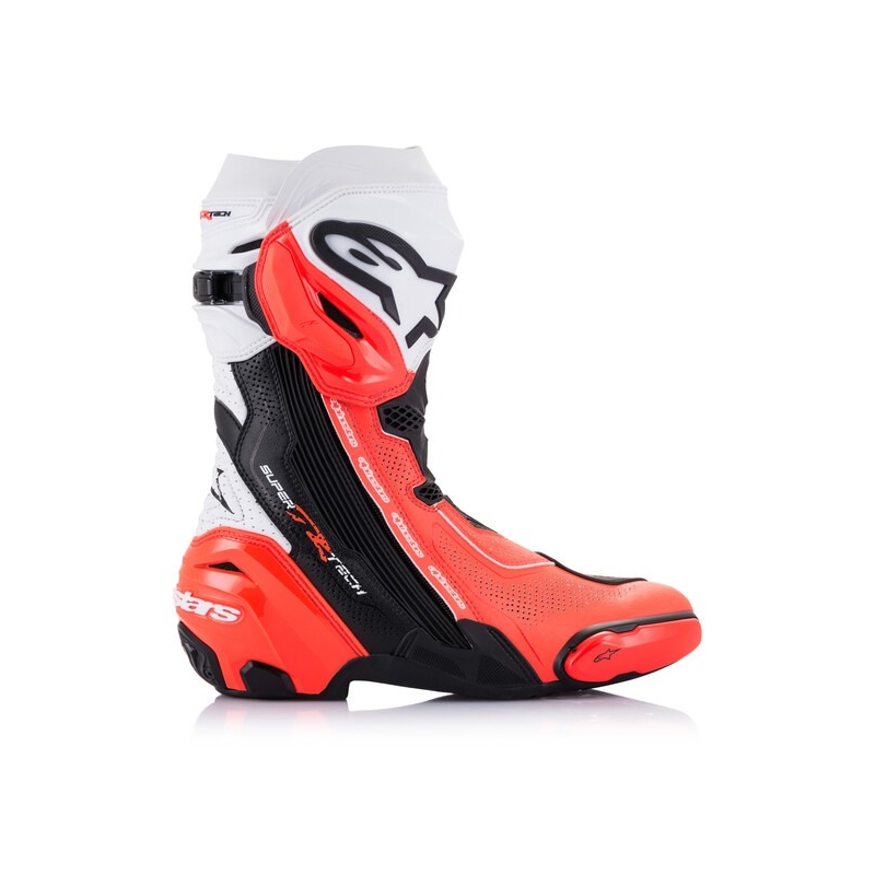 Alpinestars Supertech R Vented Black-White-Fluo Red Мотоциклетни ботуши