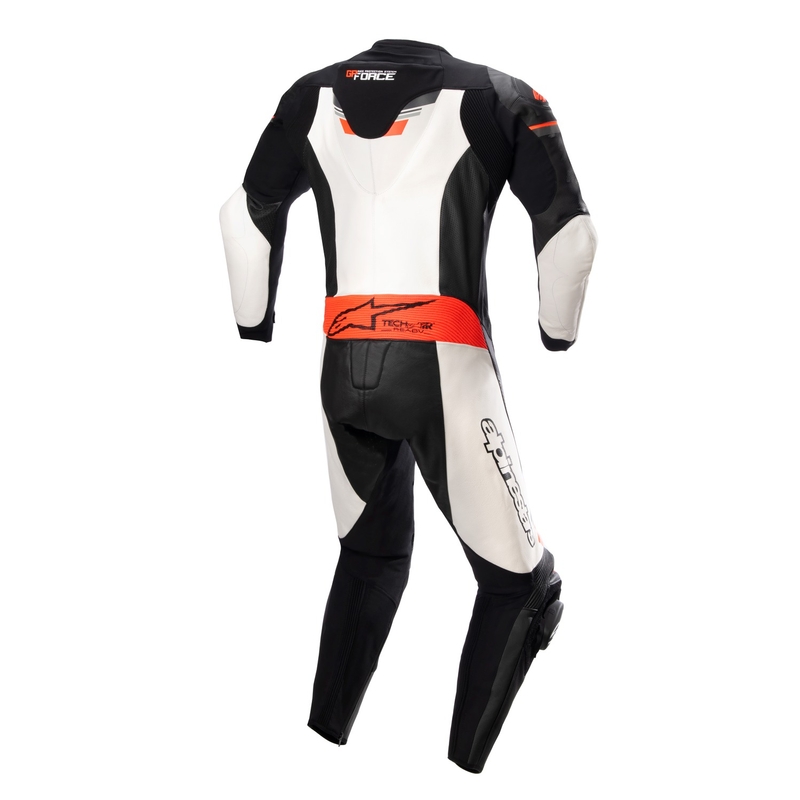Alpinestars GP Force TECH-AIR 5 съвместим с черно-бяло-флуо червен кожен костюм от една част за мотоциклет