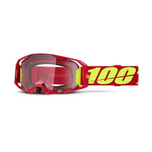 Очила за мотокрос 100% ARmatic червени с прозрачен плексиглас