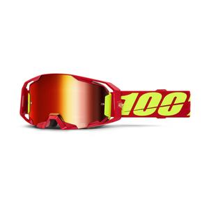 Очила за мотокрос 100% ARmatic червени с червен плексиглас