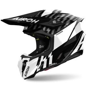 Мотокрос каска Airoh Twist 3 Thunder 2024 гланцово черно и бяло