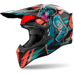 Мотокрос каска Airoh Wraaap Cyber 2024 гланцово оранжева