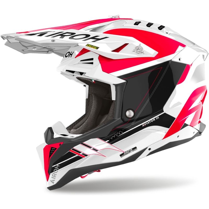 Каска за мотокрос Airoh Aviator 3 Saber, лъскаво червена