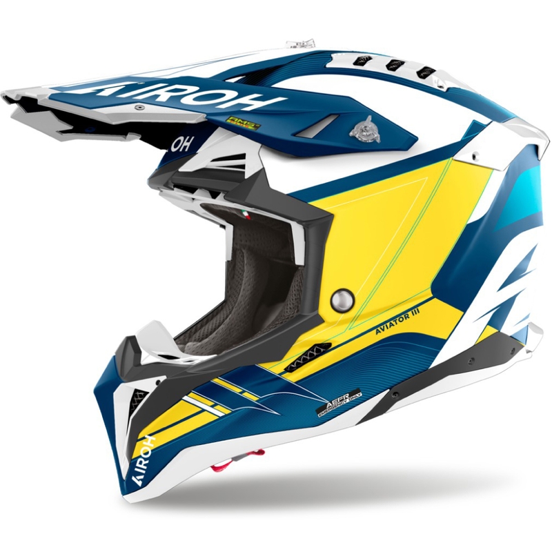 Каска за мотокрос Airoh Aviator 3 Saber, матово синя
