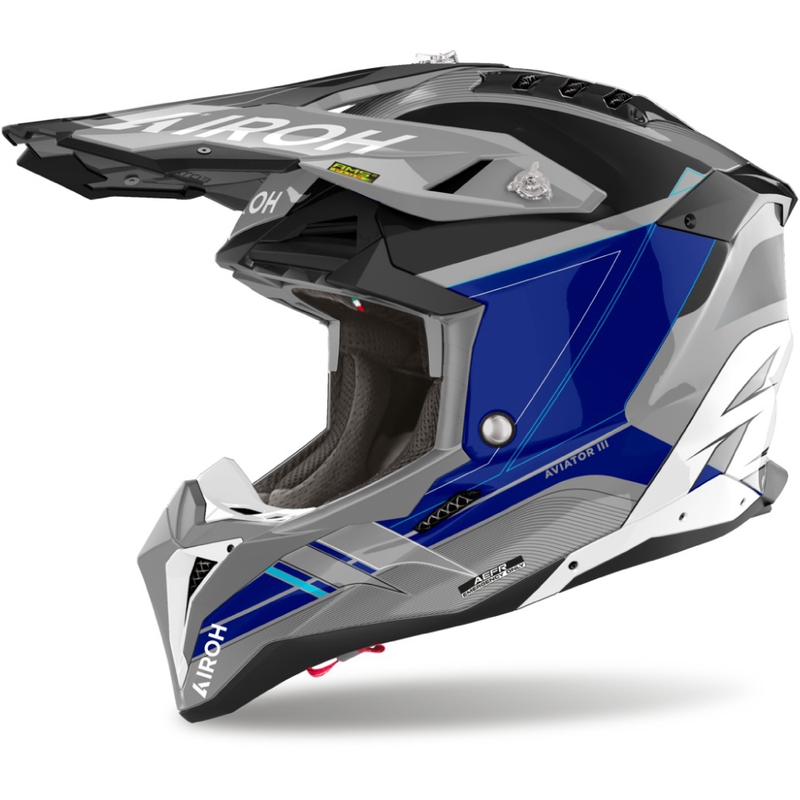 Каска за мотокрос Airoh Aviator 3 Saber гланцово синя