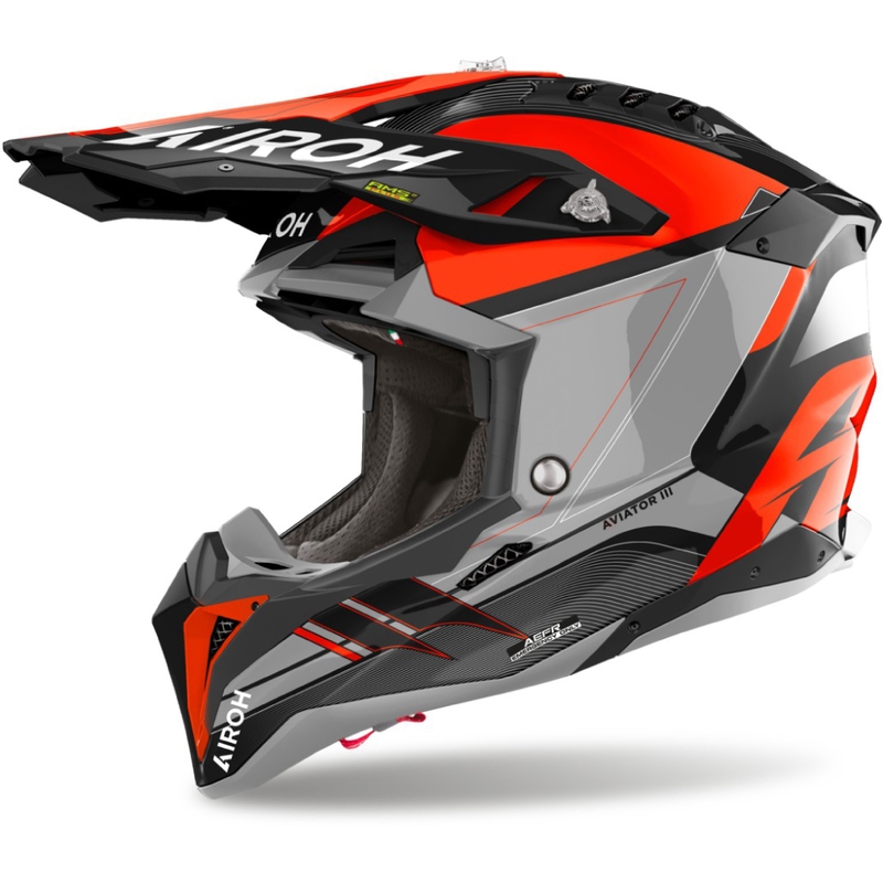 Мотокрос каска Airoh Aviator 3 Saber гланцово оранжева