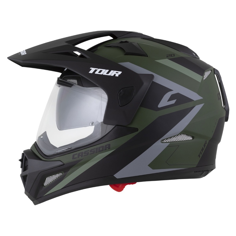 Каска за ендуро Cassida Tour 2.0 X-tra matt green-grey-black с черен матов визьор