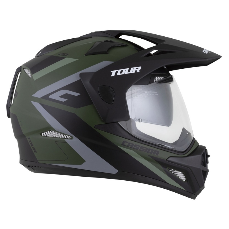Каска за ендуро Cassida Tour 2.0 X-tra matt green-grey-black с черен матов визьор