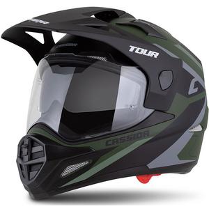 Каска за ендуро Cassida Tour 2.0 X-tra matt green-grey-black с черен матов визьор