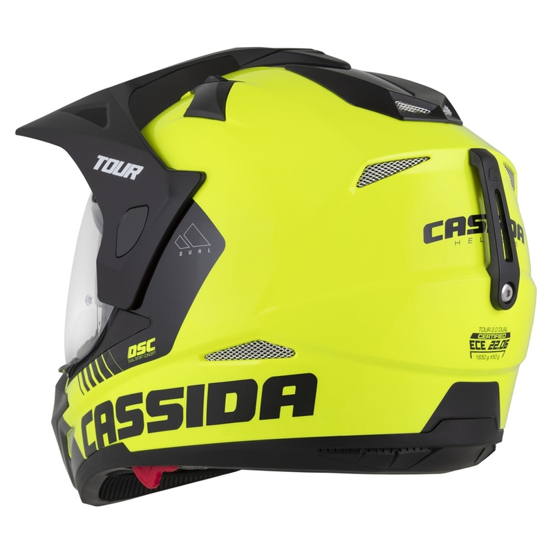 Ендуро каска Cassida Tour 2.0 Dual флуорово жълто-черна с черен матов визьор