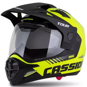 Ендуро каска Cassida Tour 2.0 Dual флуорово жълто-черна с черен матов визьор