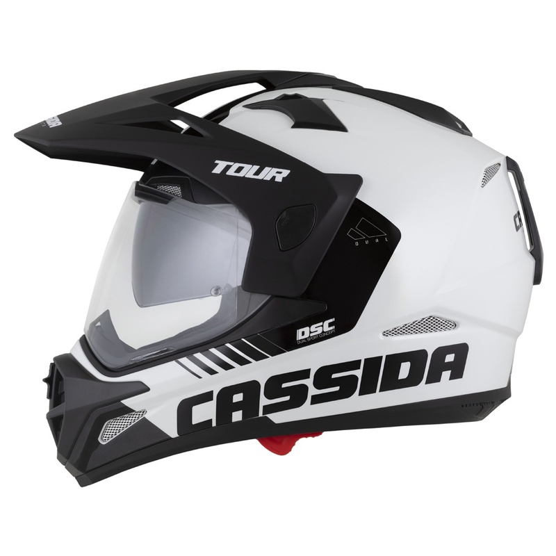 Ендуро каска Cassida Tour 2.0 Dual бяло-черна с черен матов визьор