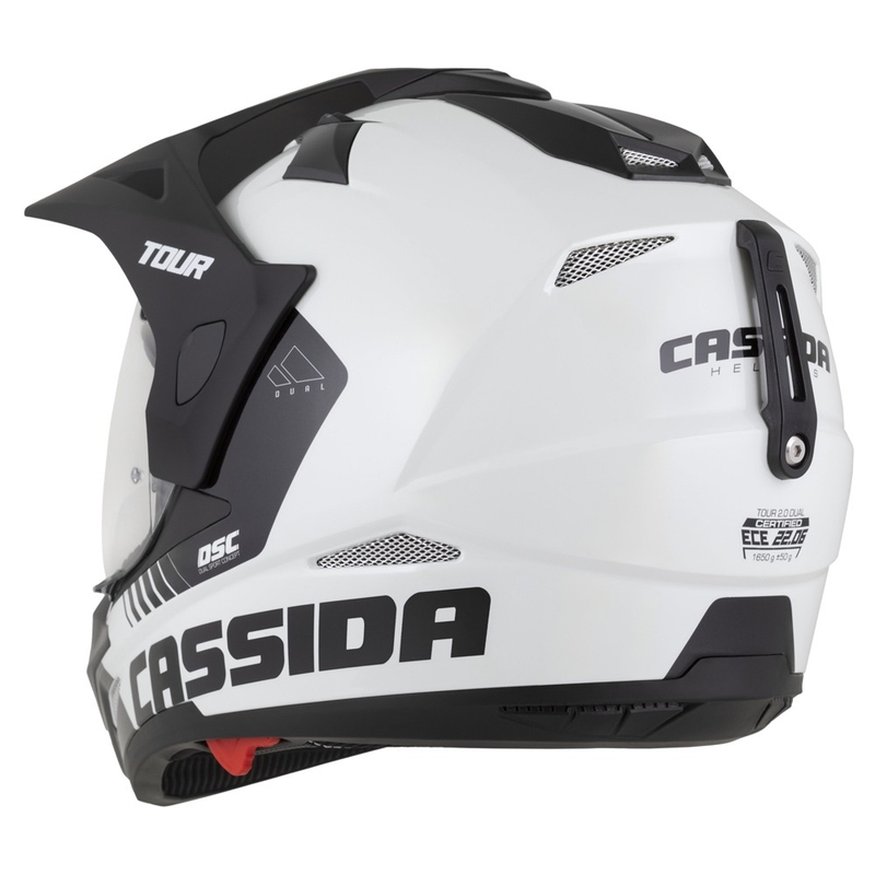 Ендуро каска Cassida Tour 2.0 Dual бяло-черна с черен матов визьор