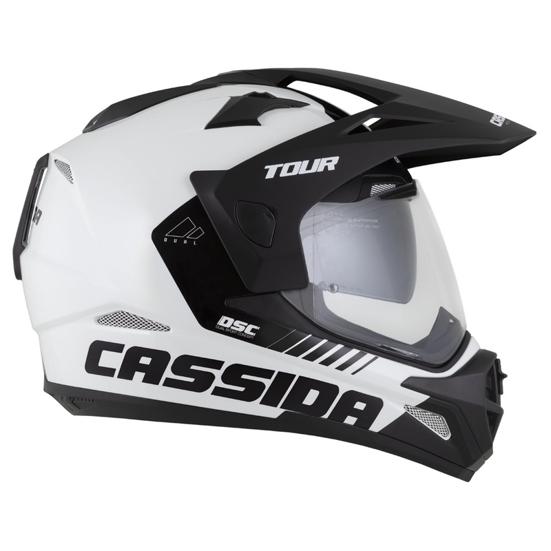 Ендуро каска Cassida Tour 2.0 Dual бяло-черна с черен матов визьор