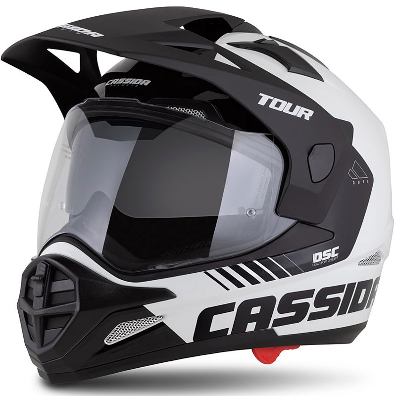 Ендуро каска Cassida Tour 2.0 Dual бяло-черна с черен матов визьор
