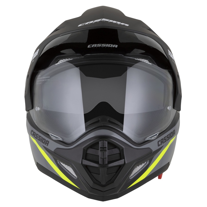 Каска за ендуро Cassida Tour 2.0 X-tra сиво-флуорово-жълто-черна с черен матов визьор