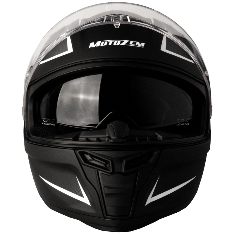 Интегрална мотоциклетна каска Motozem Guardian матова черно-бяло-сива