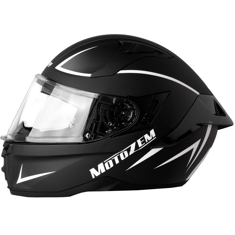 Интегрална мотоциклетна каска Motozem Guardian матова черно-бяло-сива