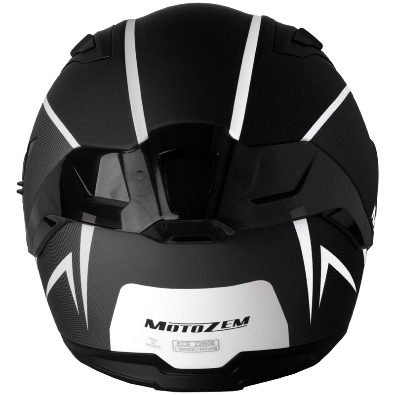 Интегрална мотоциклетна каска Motozem Guardian матова черно-бяло-сива