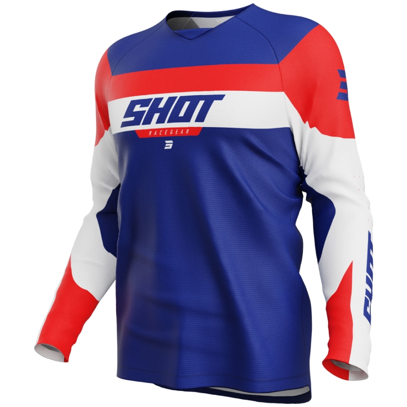 Детска тениска за мотокрос Shot Draw League синьо-червена