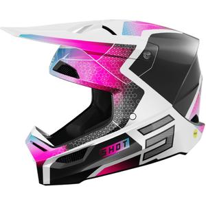 Мотокрос каска Shot Race Phaser pearl черно-синьо-розова