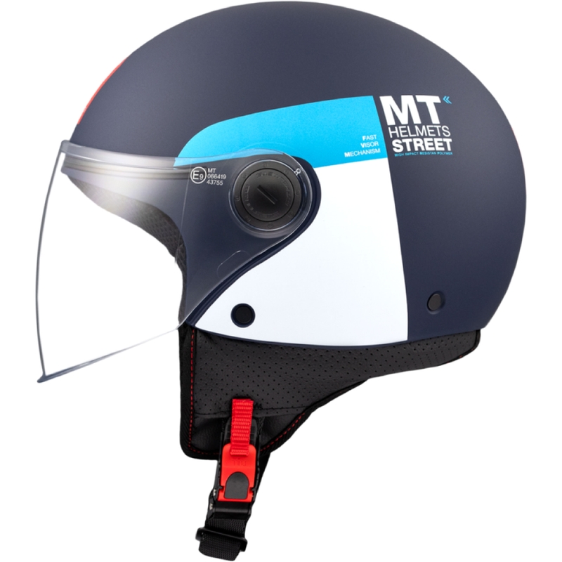 Отворена мотоциклетна каска MT STREET INBOARD C7 матово синьо-бяло