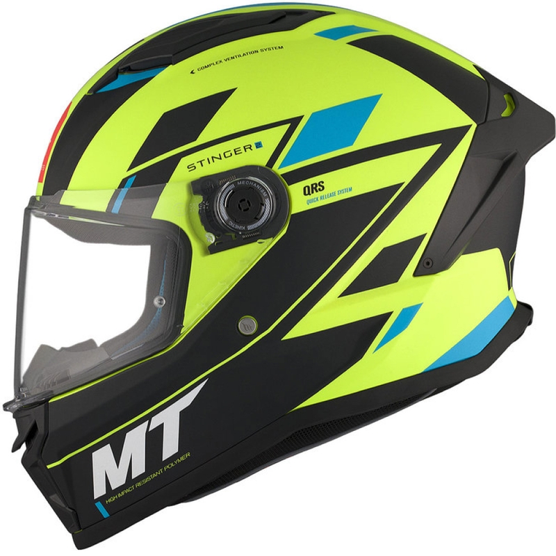 MT Stinger 2 Solid Zivze fluo green-black-blue matt интегрална мотоциклетна каска