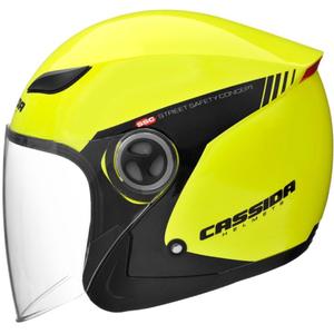 Cassida Reflex Safety отворена мотоциклетна каска черно - флуорово жълто