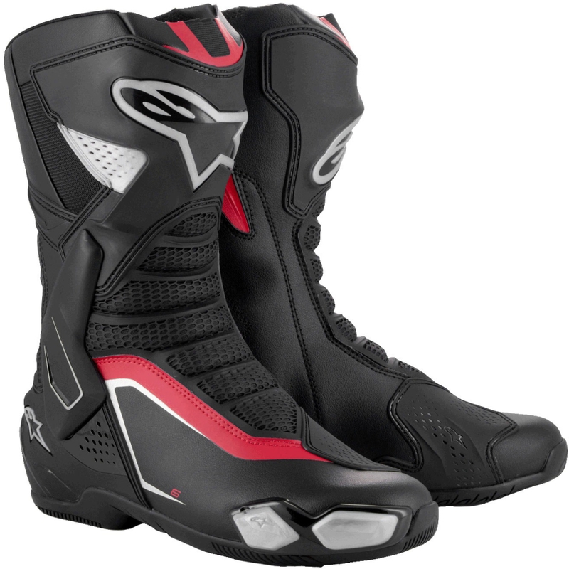 Alpinestars SMX-6 3 черно-сребристо-червени ботуши за мотоциклет