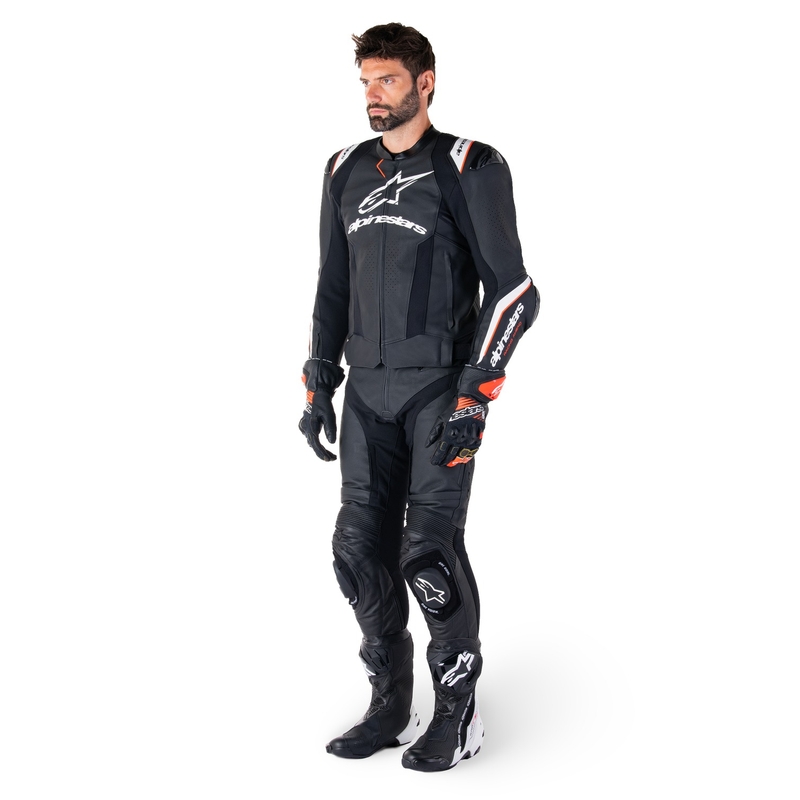 Alpinestars Missile 3 Ignition Черно и бяло кожено яке за мотоциклет