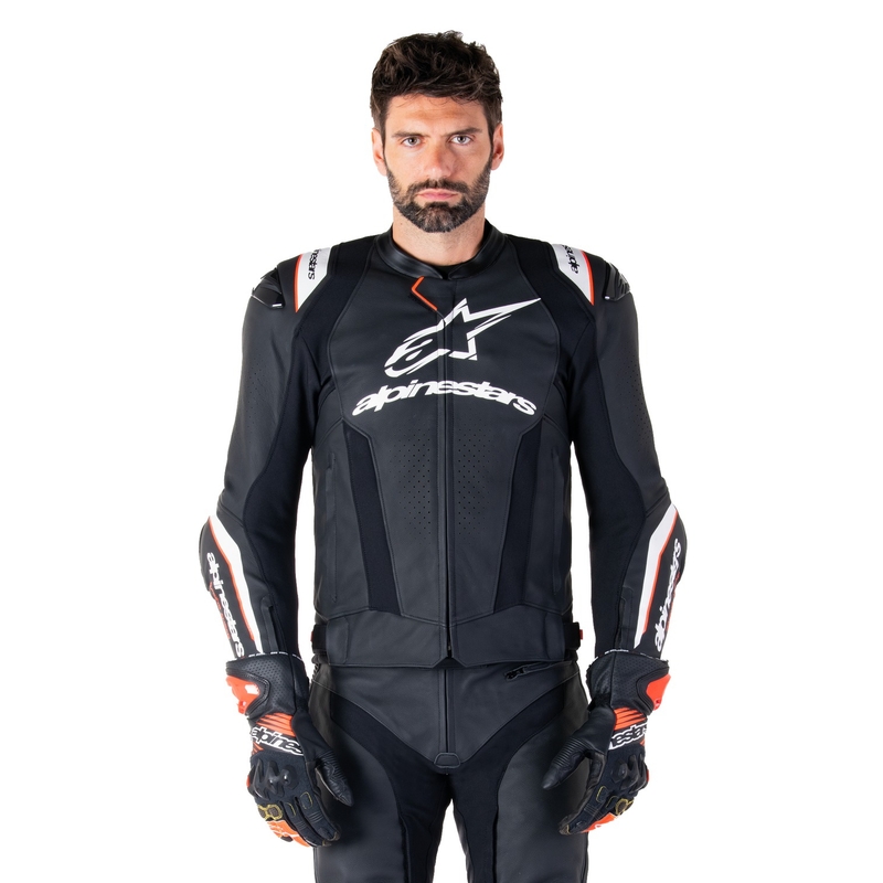 Alpinestars Missile 3 Ignition Черно и бяло кожено яке за мотоциклет