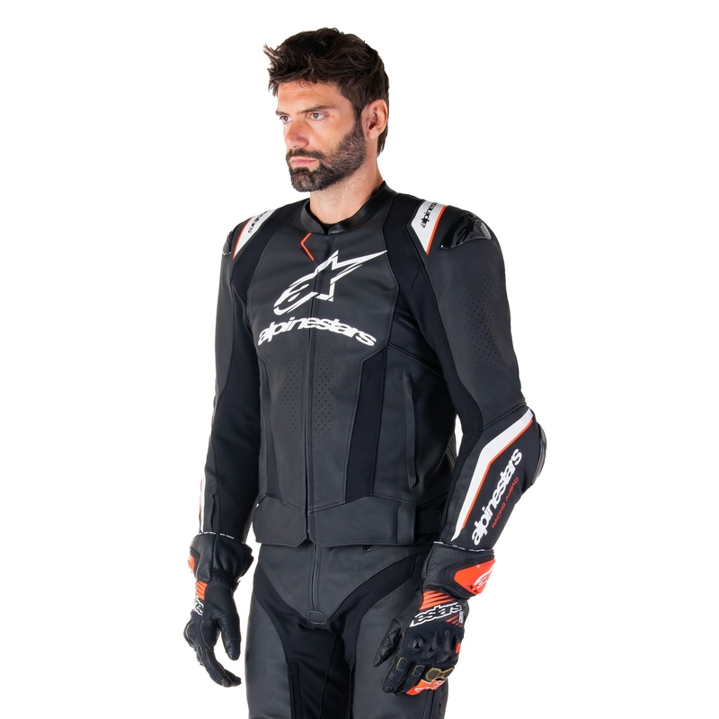 Alpinestars Missile 3 Ignition Черно и бяло кожено яке за мотоциклет