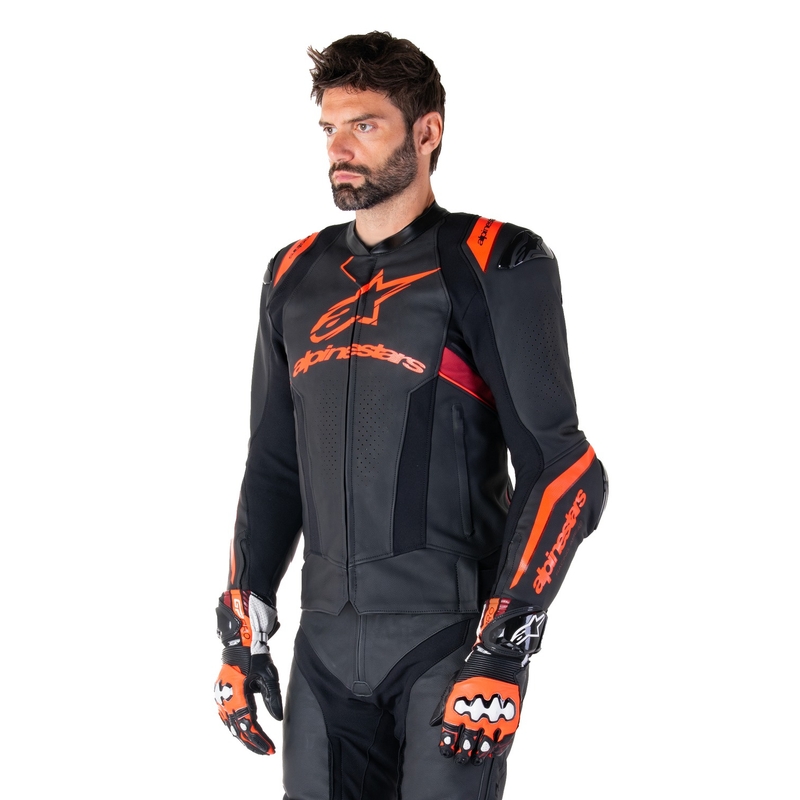 Alpinestars Missile 3 Ignition Black-Fluo Red-Dark Red Кожено мотоциклетно яке