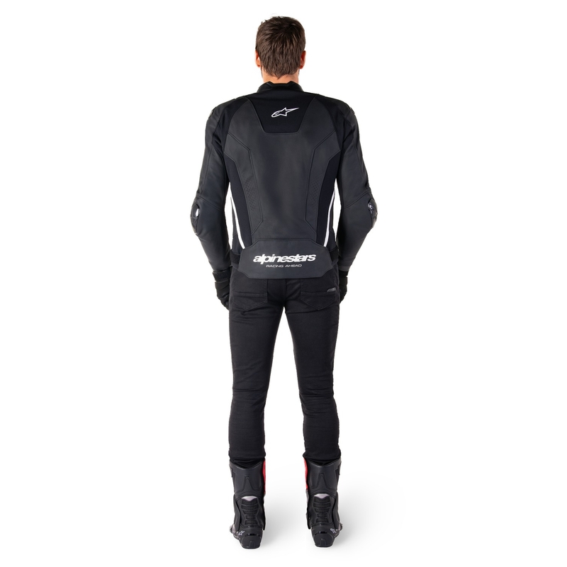Alpinestars Missile 3 черно и бяло кожено яке за мотоциклет