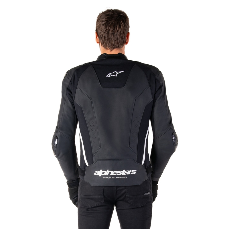 Alpinestars Missile 3 черно и бяло кожено яке за мотоциклет
