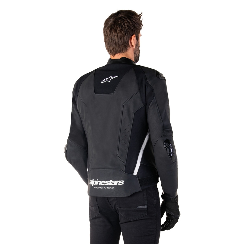 Alpinestars Missile 3 черно и бяло кожено яке за мотоциклет